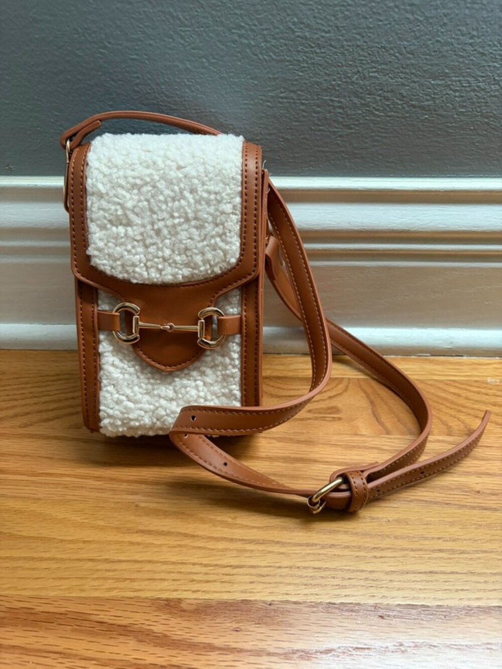 Anthropologie Sherpa Cell Crossbody Bag